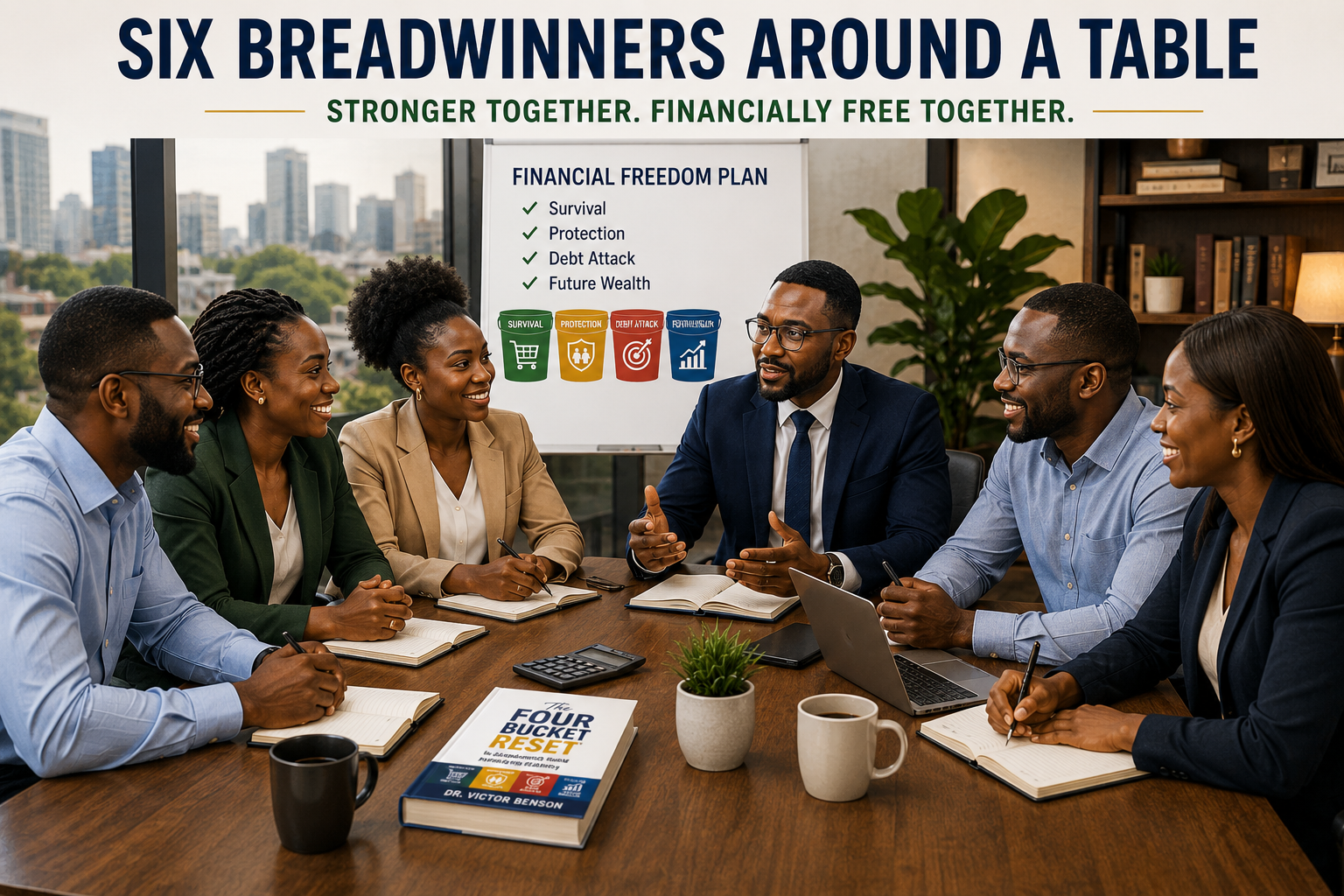 Six breadwinners around a table